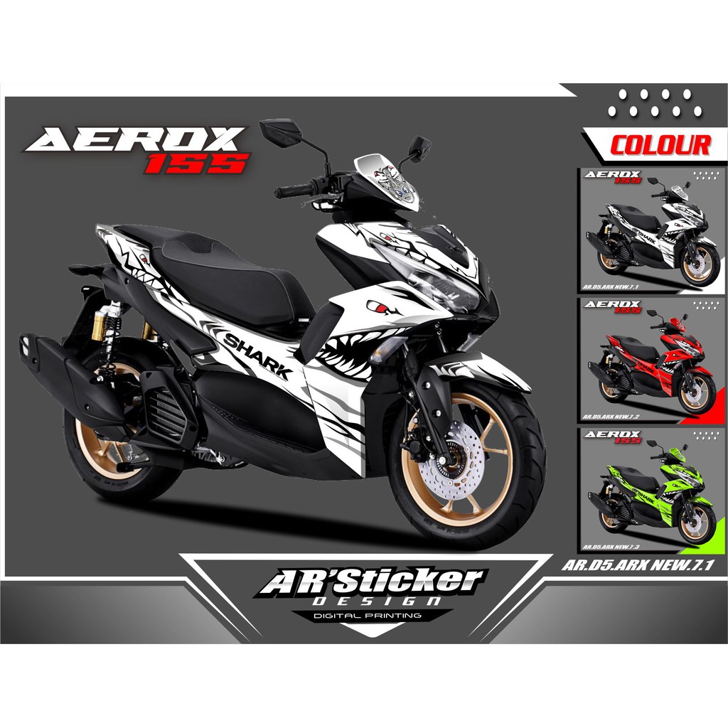 Decal Sticker  Aerox New Full Body, Dekal Yamaha Aerox New 2021 Disain SHARK AR (Kode 07)