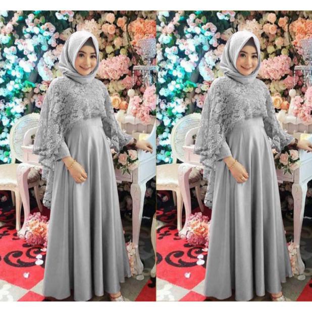 Ab Agen Baju Official Shop - Maxi Tiara Brukat Gamis Syari Busana Muslim ( Maxi Aja Kaka ) - Chels -