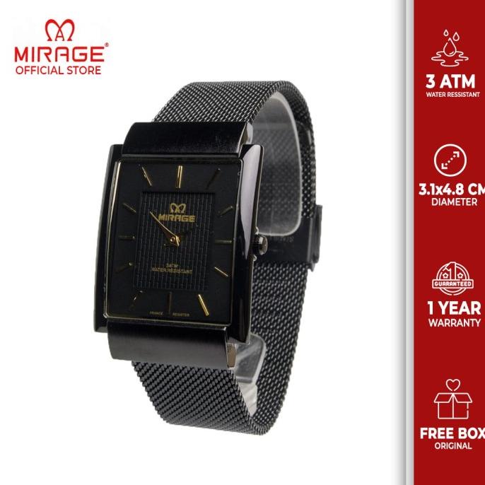 Jam Tangan Wanita rantai pasir segi mirage original full Black 8605M barang ada