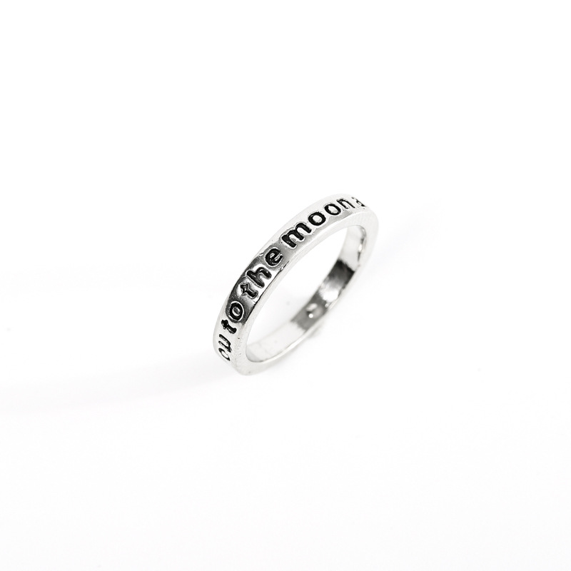 Alloy ring with simple lettering Korean fashion