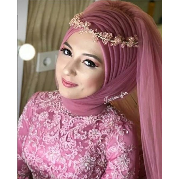 Slayer Pengantin Turki Veil Pengantin Hijab Panjang Premium Murah Hijab Jilbab Pengantin