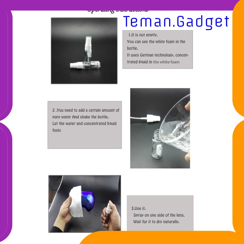 TG-DV007 SEMPROTAN KACAMATA DIVING ANTI FOG EFFECT SPRAY LENS CLEANER