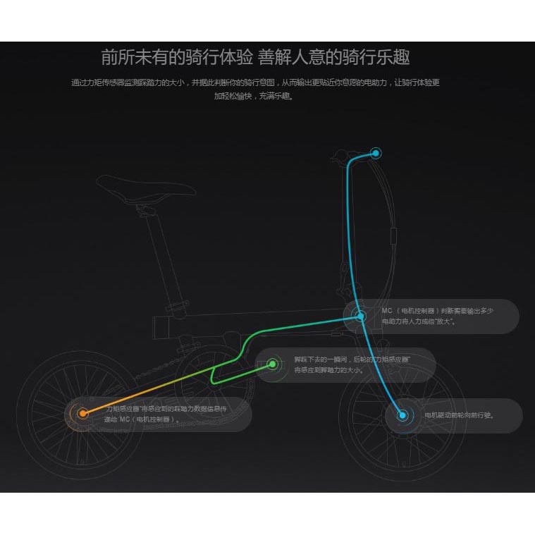 QiCycle EF1 Sepeda Elektrik Lipat Smart Bicycle (China Version) - TDR01Z - Black