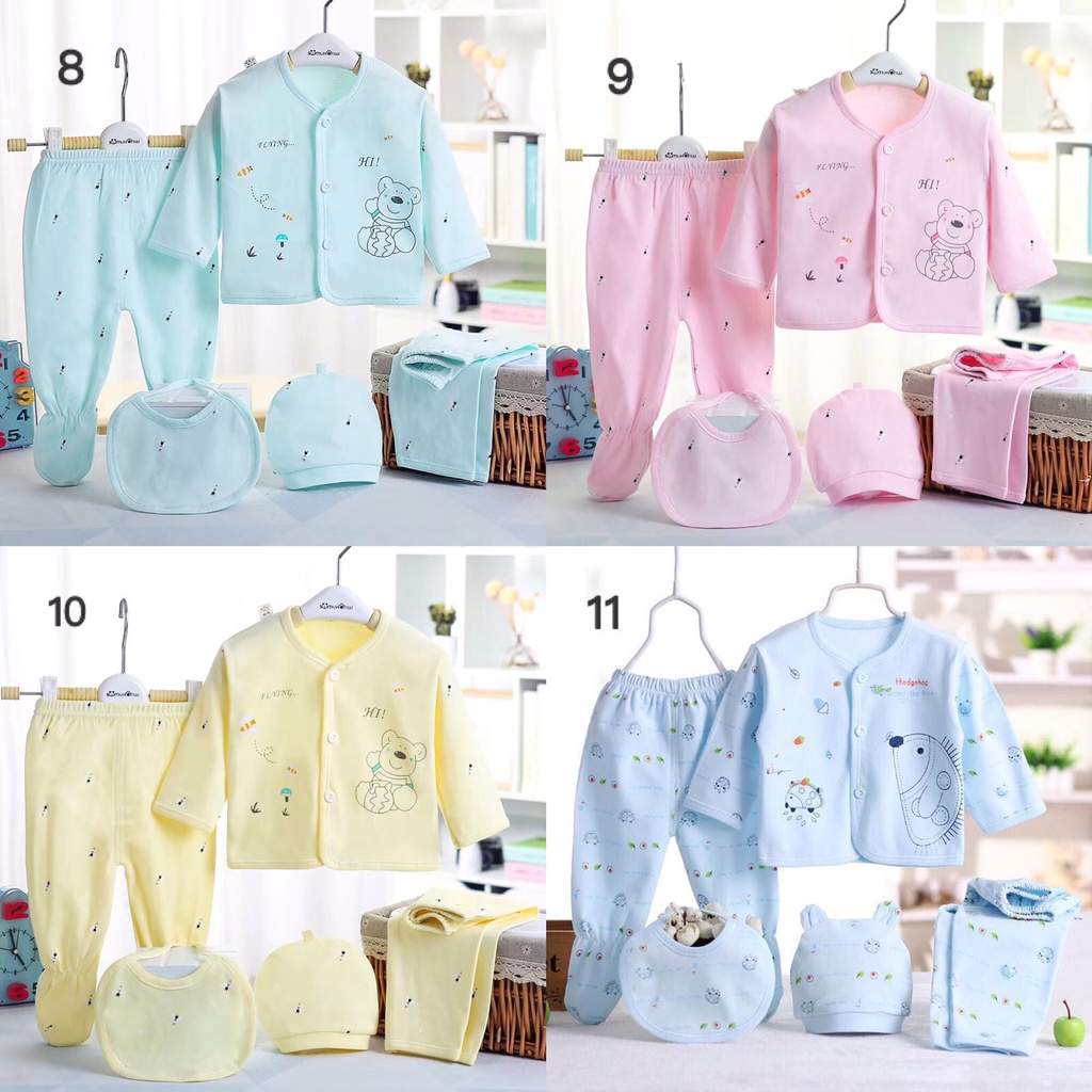 LID9038 - 5 in 1 Set Baju/ Piyama Baby Soft &amp; Comfortable Cotton