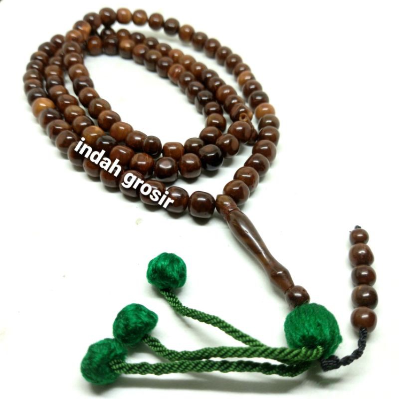TASBIH KAYU KAUKAH BULAT BANDUL HIJAU 8MM 100BUTIR ORIGINAL