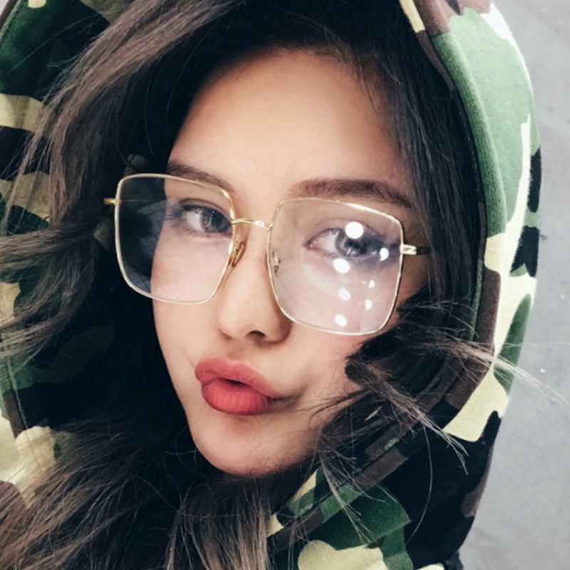 Fashion square retro polygon literary big frame glasses