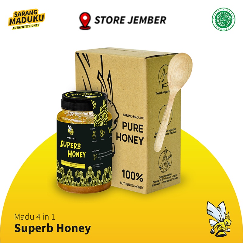 

Madu Super 4 in 1 Royal Jelly, Propolis & Bee Pollen Clover Honey [350gr]