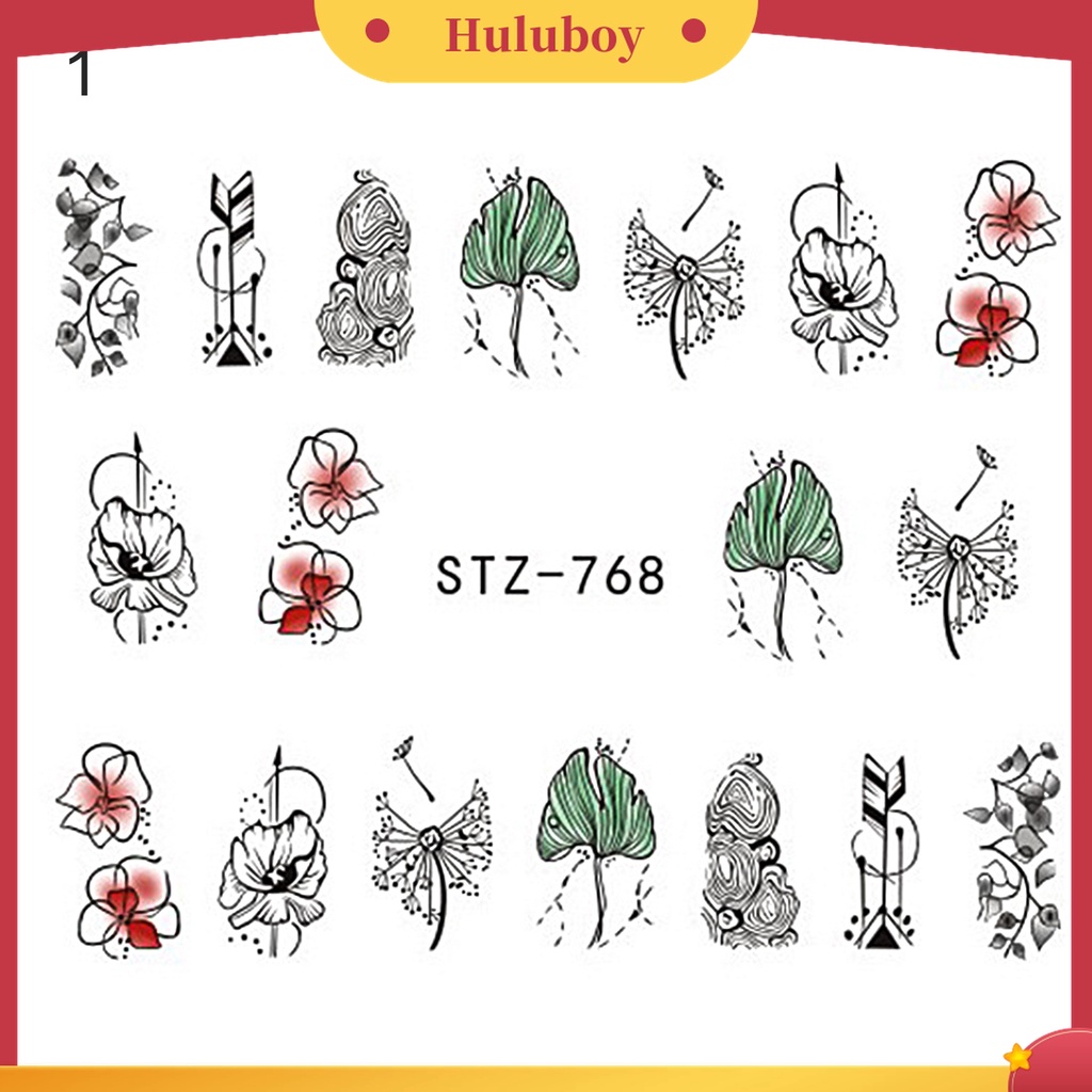 Huluboy Huluboy♡ Stiker Kuku Motif Garis Hitam Tahan Lama Untuk Wanita