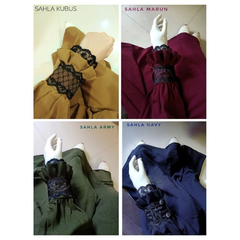 SERODJA Sahla Dress Gamis Simple Renda Rempel, Size M. L dan XL-4
