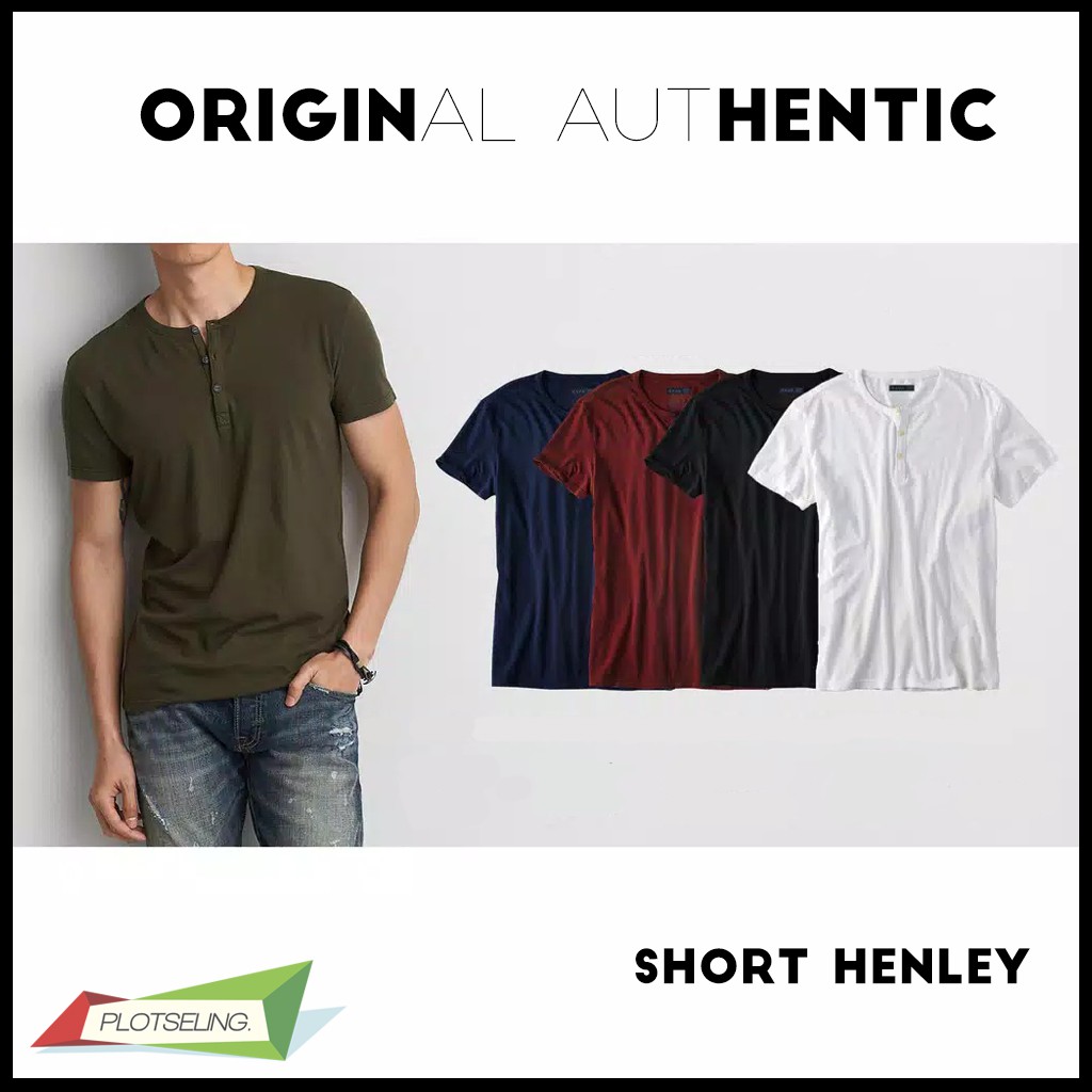 Kaos Polos Oblong HENLEY Pria Lengan Pendek IMPORT COTTON PREMIUM QUALITY - SHORT HENLEY ORIGINAL