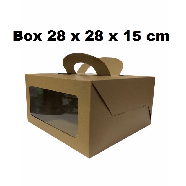 

Cake Box Mika Kraft 28x28x15 cm, Handle Box, Box Kraft Jinjing TBM 282815