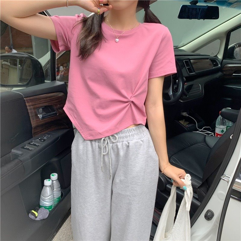 5 warna korea style wanita lengan pendek  atasan crop top/baju atasan wanita import lengan pendek t-shirt