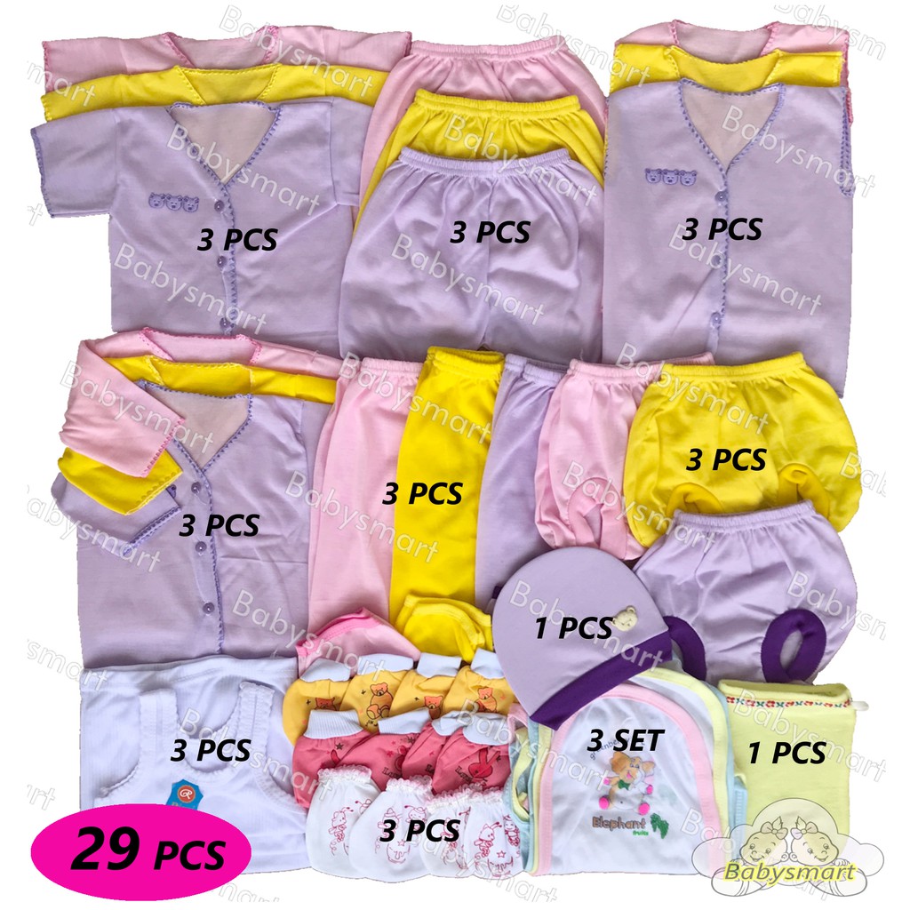 Babysmart - Paket Hemat Perlengkapan Baju Bayi Baru Lahir (New Born) Hemat PAKET POLOS WARNA 3