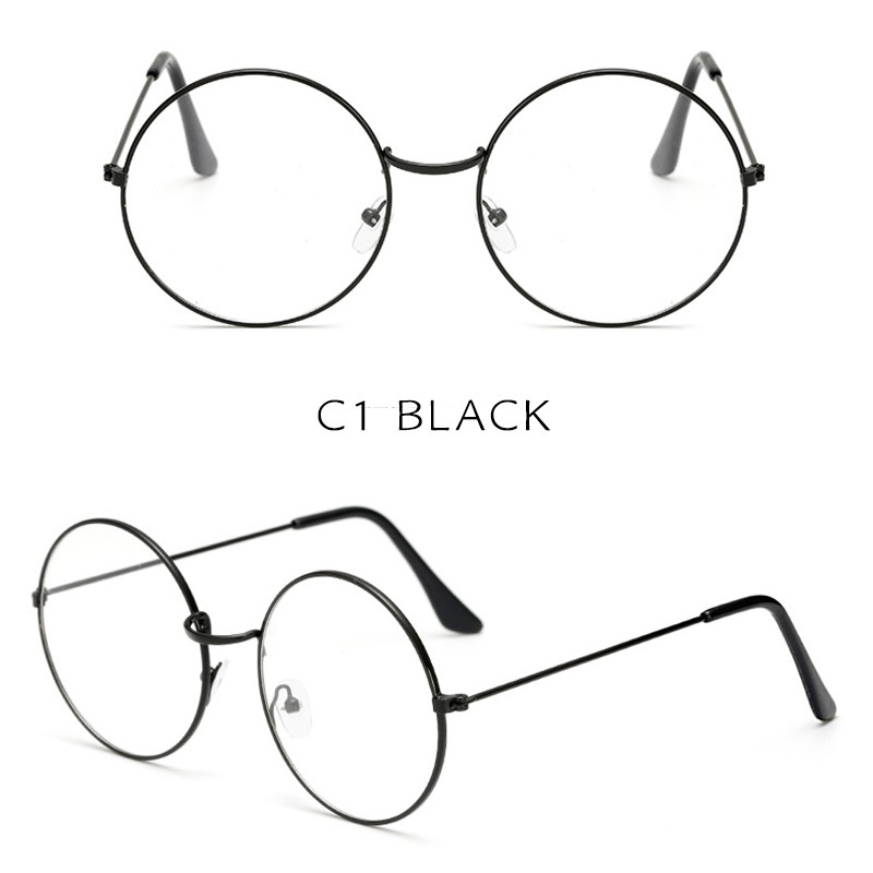 （YUZHU）COD Bayar di Tempat Western Retro Bundar Besi Frame Kacamata Wanita/Pria Eyeglasses Women/Men