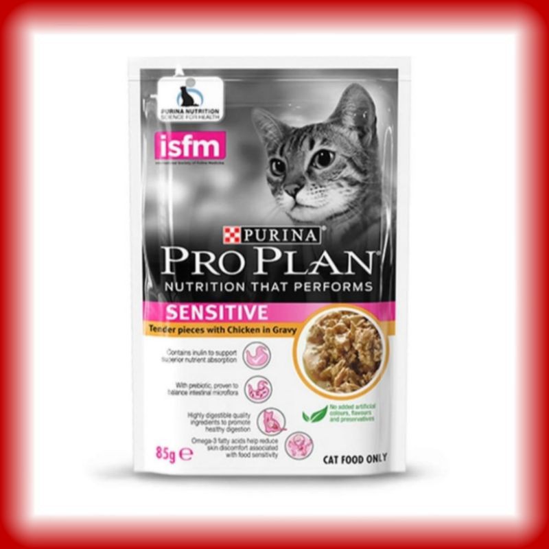 Proplan Pouch Sensitive 85g  Pro Plan Sachet Buat Pencernaan Sensitive Kucing