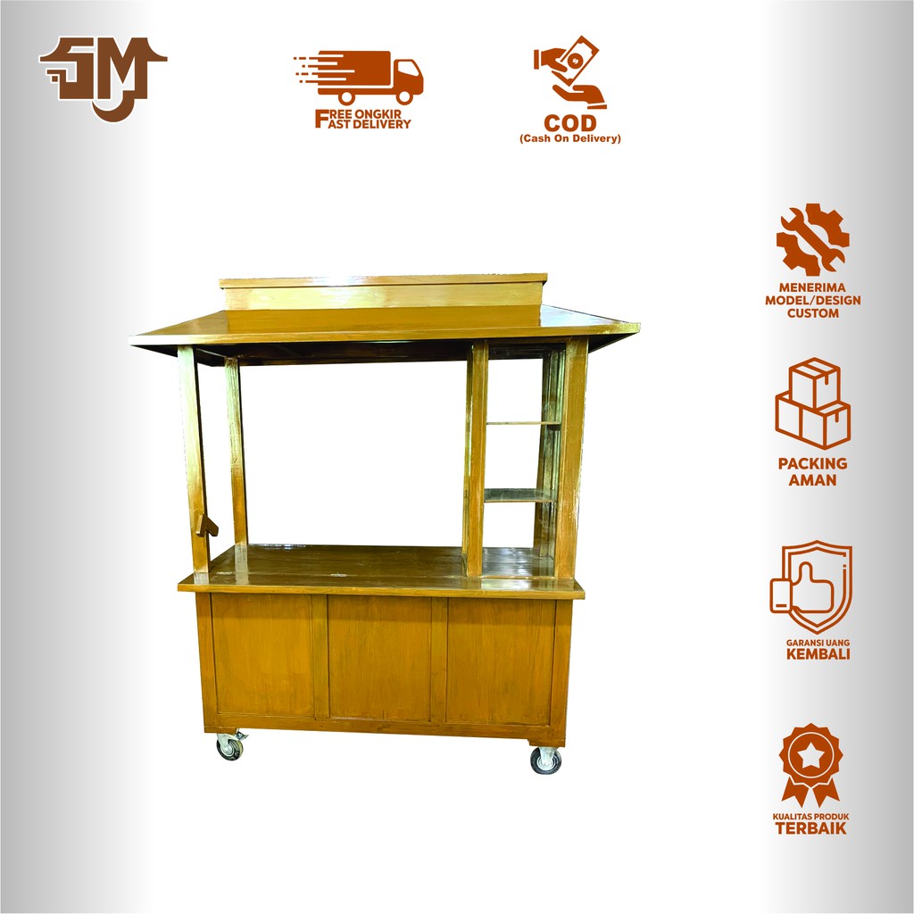 Booth 3 Minuman dan  Makanan Kekinian/Gerobak Modern Design Joglo/Grobak Usaha Kayu Jati,Kayu Mahoni
