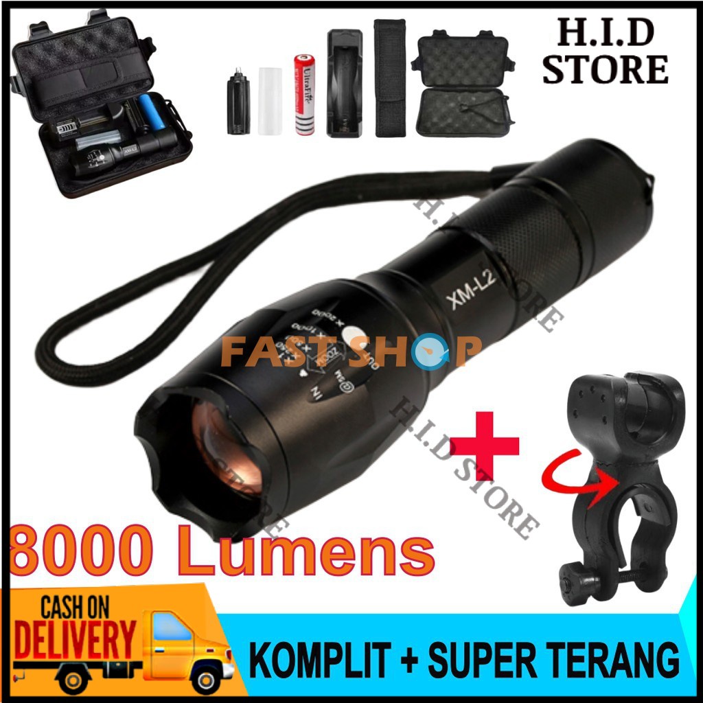 YN89S *H.I.D* Paket Senter LED Tactical CREE XM-L2 8000