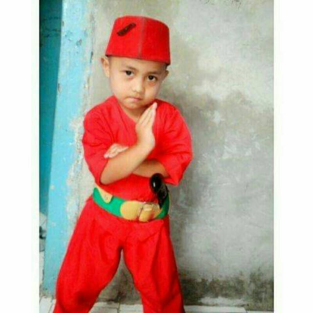 Komplet  baju betawi anak (baju+celana+peci+sabuk+golok2an) baju anak laki baju pitung