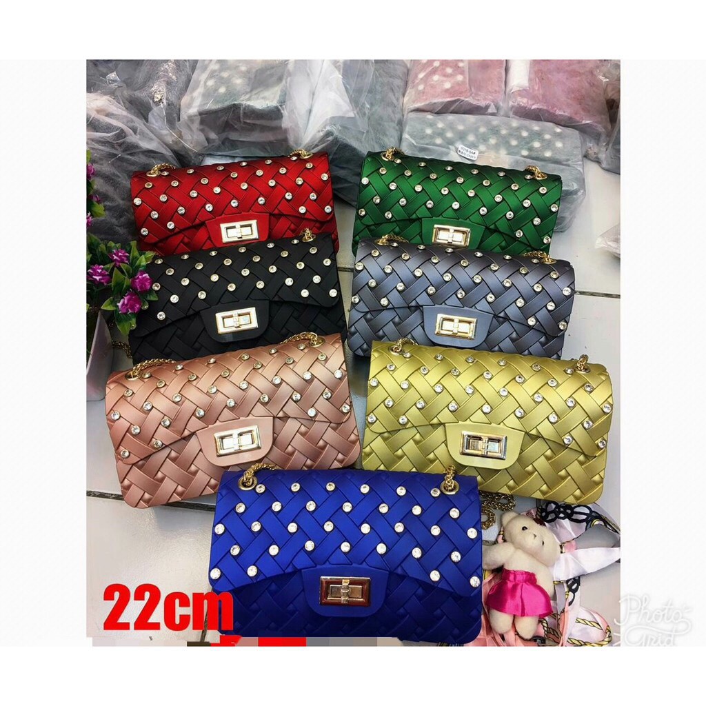 ANYAM DIAMOND 22CM GRATIS BONEKA SYAL tas  jelly  matte 