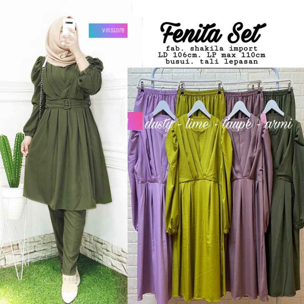 SETELAN TUNIK BAJU SETELAN WANITA MUSLIM POLOS CANTIK KEKINIAN TERBARU