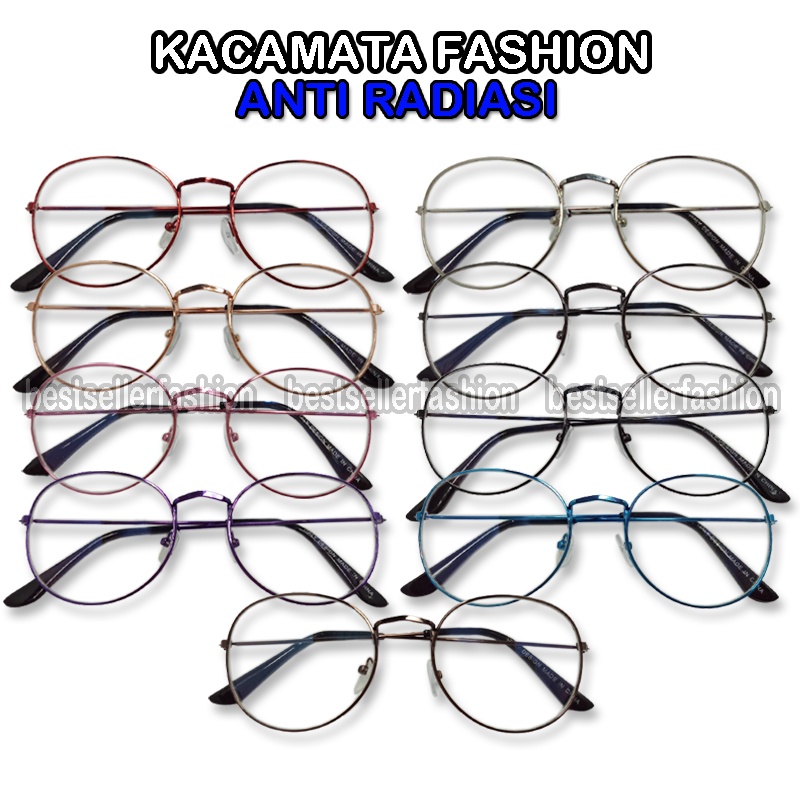 New Trend Kacamata Oval Anti Radiasi Sinar Komputer Hp Tv Fashion Wanita Pria Unsiex Frame Besi Kacamata Komputer Lensa Transparan Blueray Kacamata Gaya Terkini Siswa Eye Protection Glasses