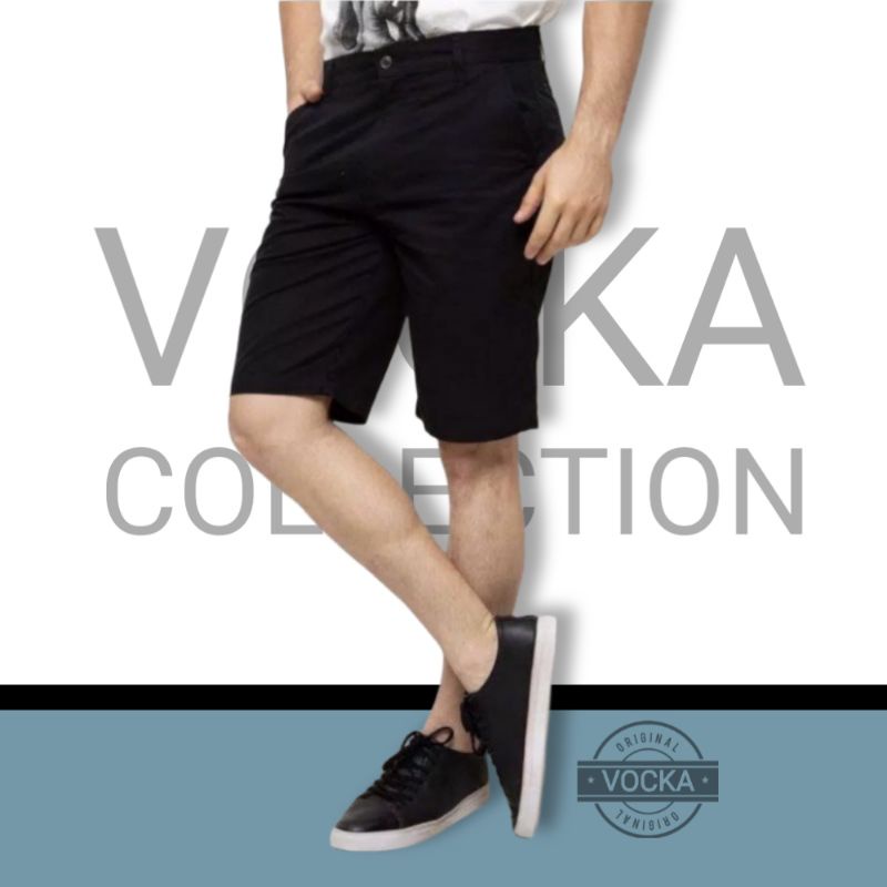 Celana Pendek Chino Pria Catton Stretch Slim Fit Premium Vocka