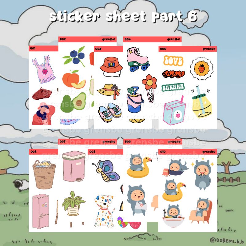 

[part 6] sticker sheet journal aesthetic/ cute sticker no cut A7 by grensbe