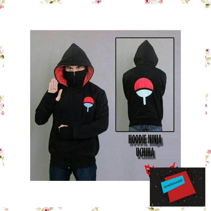 Jaket Pria parasut parka gunung Hoodie Anime Finger Ninja Logo Uchiha WE20