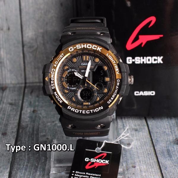 BEST SELLER .... G SHOCK HITAM GOLD Casio GN1000 . Jam Tangan Sporty Outdoor pria & anak D-19