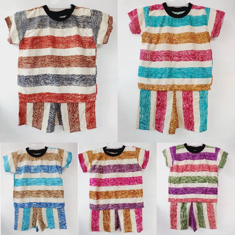 [PUSAT KULAKAN] SETELAN ANAK BALI MOTIF SALUR LOLIPOP LEHER KAOS UTK UNISEX