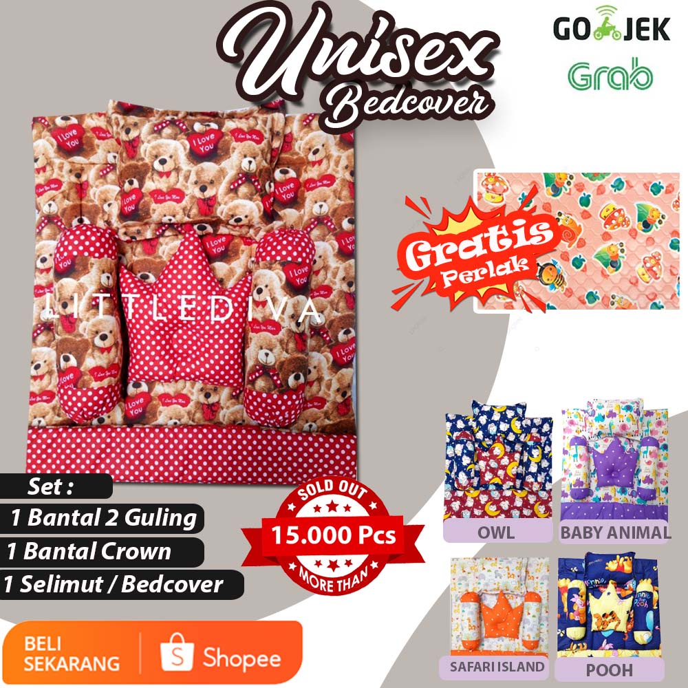 UNISEX Baby Bedding Set Sarung Lepas Bedcover Selimut Bantal Crown b3 Alas Tidur cover Bayi akachan