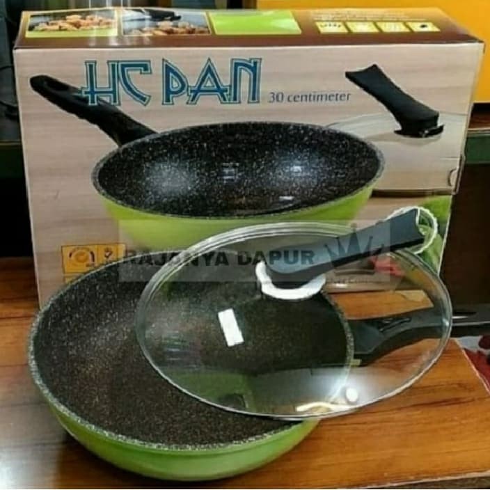Wok Pan Panci Wajan HC Pan Korea Marble - Hijau