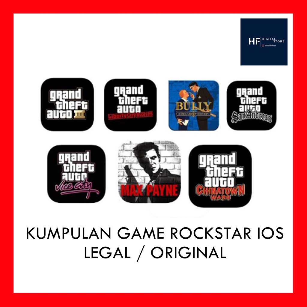 PAKET GAME ROCKSTAR IOS LEGAL / ORIGINAL , GTA SA GTA LIBERTY  BULLY