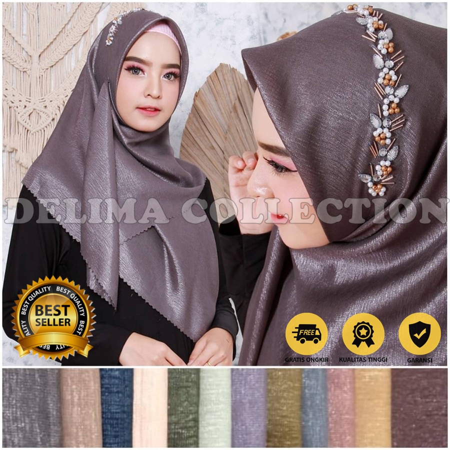 Hijab segi empat mutiara payet / kerudung segi empat payet sinar glamour TERBARU
