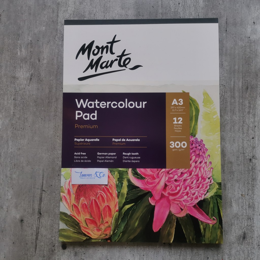 

MONT MARTE WATERCOLOR PAD GERMAN PAPER A3 300GSM 12 SHEET