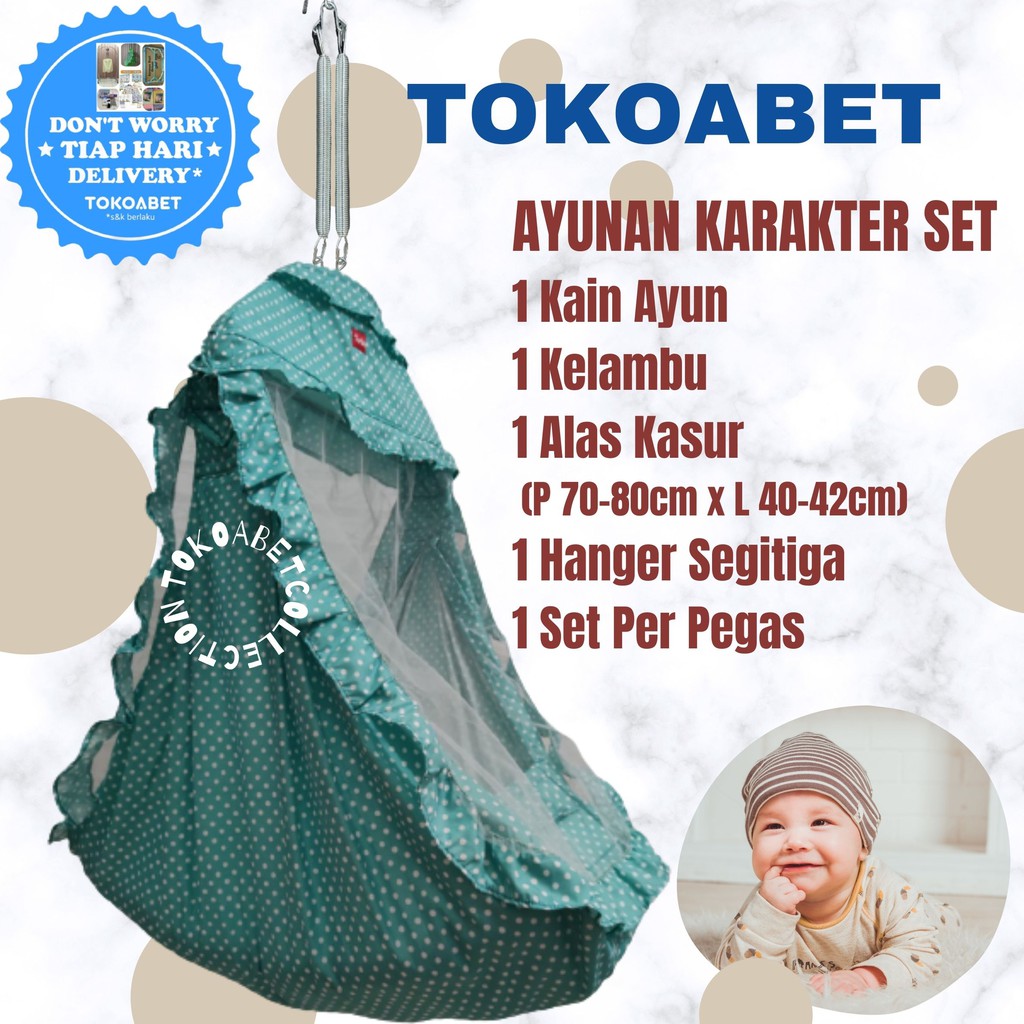 SET Ayunan Kain Karakter Manual Per Hanger Perlengkapan Tidur Bayi NEW VARIAN TOKOABET