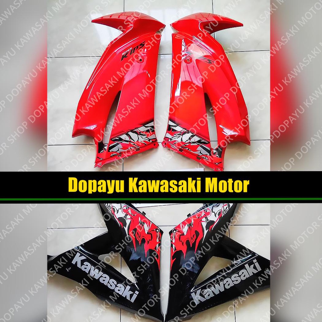 Fairing Atas, Fairing Bawah Ninja Rr New Warna Merah Striping Batik 2013 Original Kawasaki