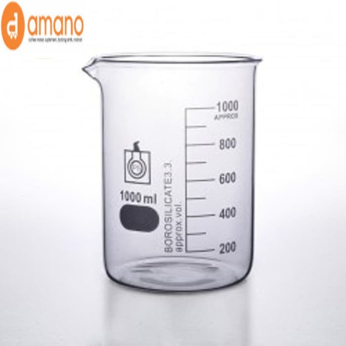 Beaker Glass - Mengukur Essential Oil Mikrobiologi Kimia 1000 ml merek SUJI
