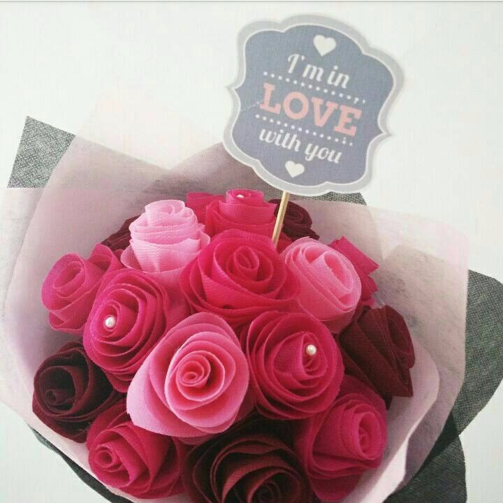 NEW Buket Bunga Mawar Blossom Biru Pink Merah Wisuda Tunangan Wedding MURAH MERIAH