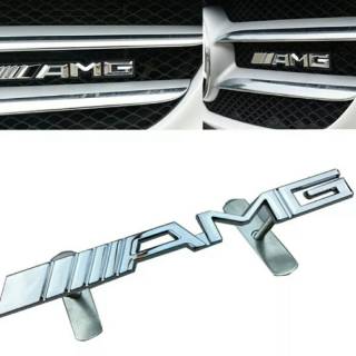 AMG logo emblem untuk  grill Mercedes Benz universal chrome  