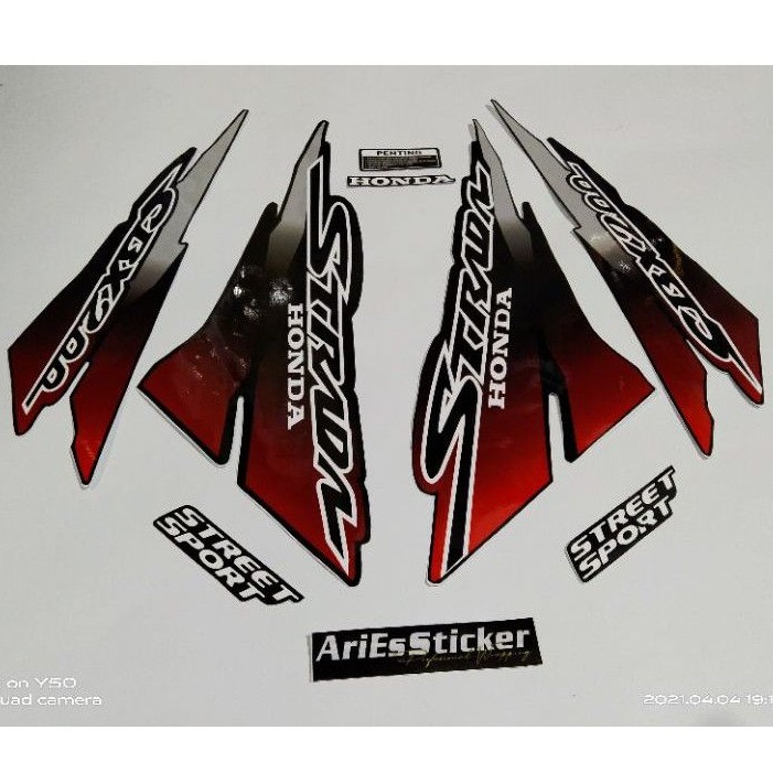 Sticker striping honda cbx200 strada merah hitam