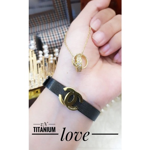 titanium set gold asli