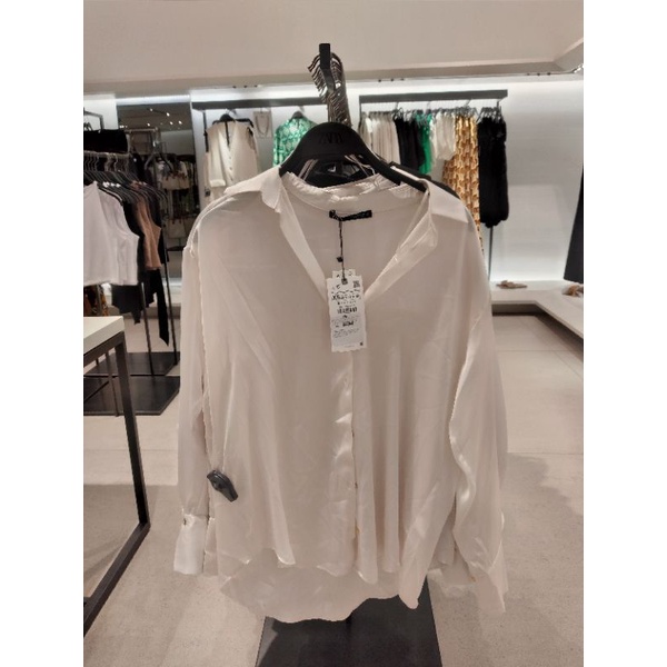 KEMEJA LAPISAN SATIN ZARA WOMAN ORIGINAL STORE 100%