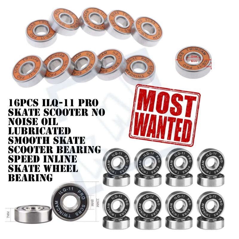 16Pcs ILQ-11 PRO Skate Scooter No Noise Oil Lubricated Smooth Skate Scooter Bearing Speed Inline Ska