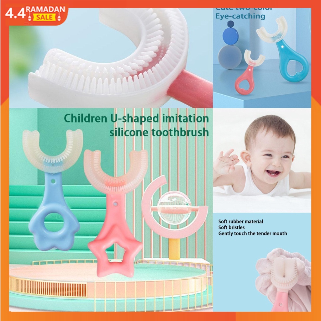 【Ready Stock&amp;COD】sikat gigi anak bentuk u silikon 2 tahun sikat gigi bayi silikon bentuk u silikon bayi anak Usia 2-12 bentuk U  tooth brush baby silicon type U 360° sikat gigi anak sikat Peralatan Kesahatan Gigi