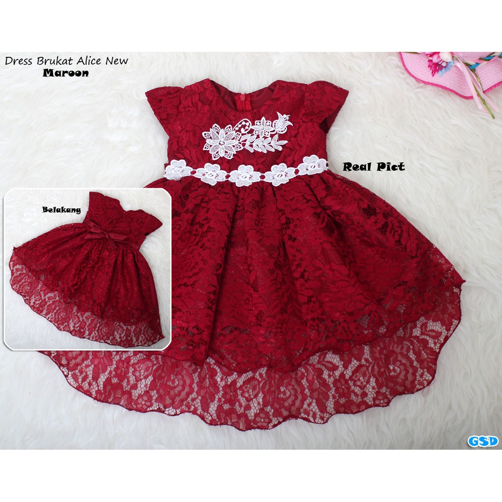 Dress Kids Alice/Baju Terusan Dress Anak Import/Casual Mini Midi Dress Brukat Anak/Baju Anak Murah