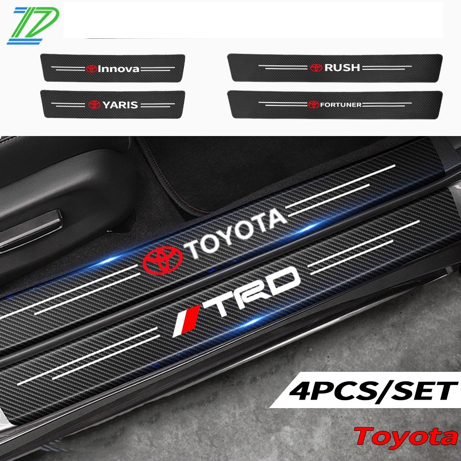 4pcs Stiker Strip Pelindung Pintu Mobil Toyota TRD Avanza RUSH YARIS Innova Wigo Bahan Karbon Fiber