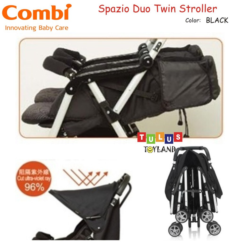 Combi Spazio Duo Compact 2 Go Twin Stroller Kembar Ringkas Premium