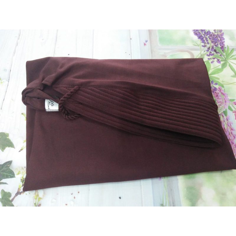 hijab jersey tali tambang/bergo jersey tali kepang/hijab jersey tali kepang/kerudung jersey tambang/hijab tali tambang polos variasi-Coklat jersey super