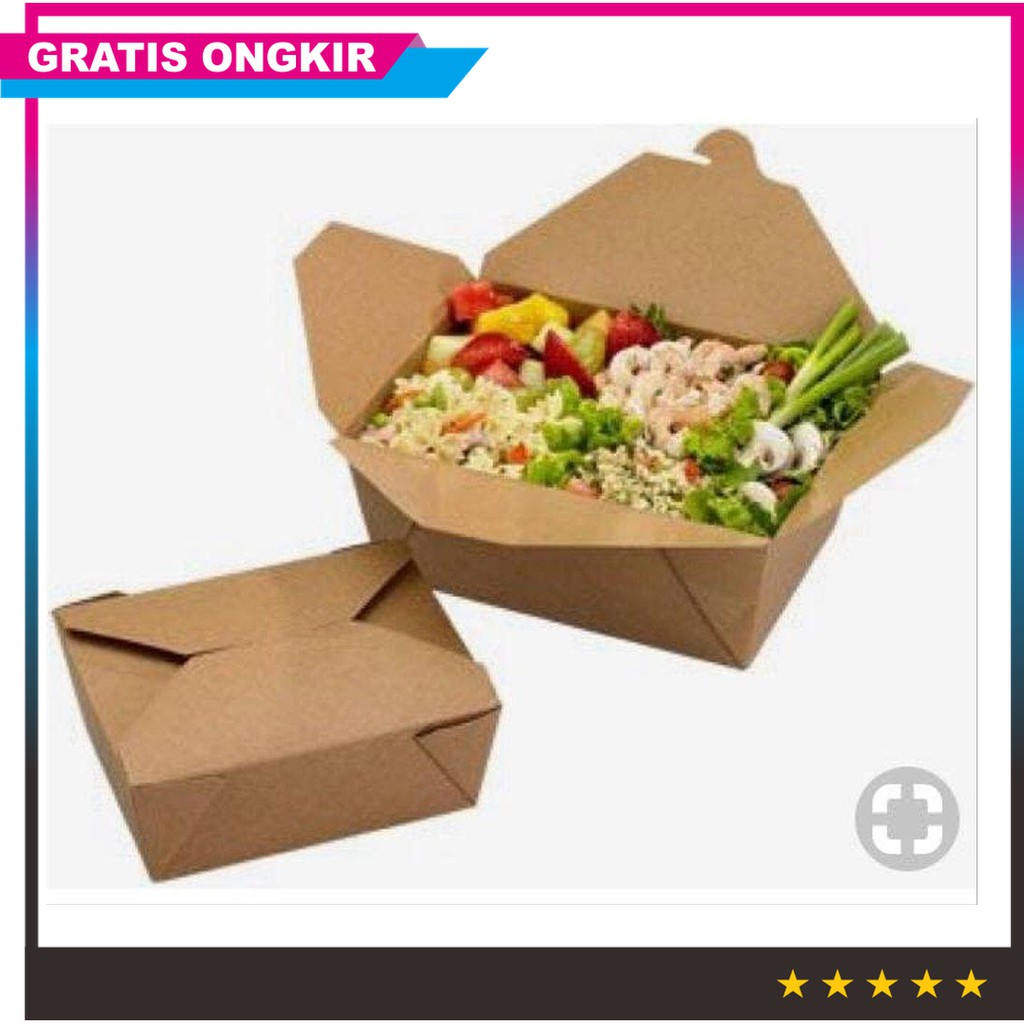 Promo Jual Lunch Box Kraft Paper 45oz 50 Pcs Berkualitas Shopee Indonesia